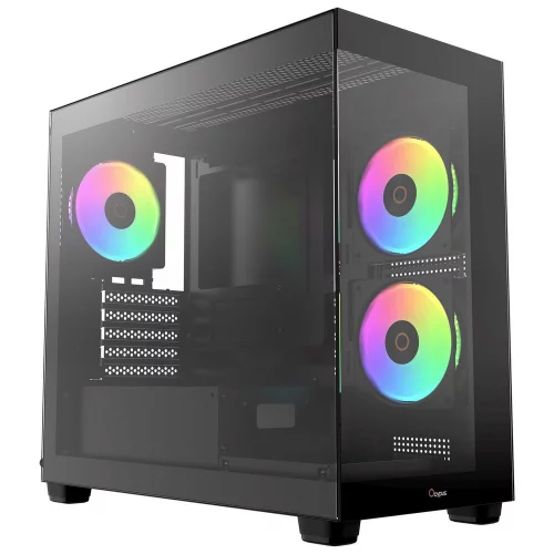 Корпус для ПК Case Ocypus Gamma C52 BK ARGB mATX / win / black / 3 ARGB fans / no PSU / Tempered Glass (GAMMA-C52-B-KD300XX-GL)