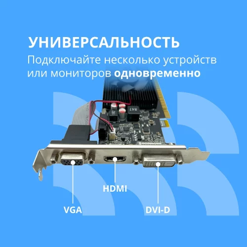 Видеокарта CBR GT710 2Gb DDR3, 64bit, 954Mhz, 1*HDMI + 1*DVI + 1*VGA, 29W, Ret [VGA-STX710-2G-RTL] фото 3
