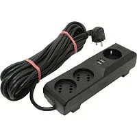 Сетевой фильтр/ Surge protector Pilot 3G 3xGP euro outlets, 10А/2.2кВа, 2xUSB, 10m, grafit (PILOT 3G 10M)