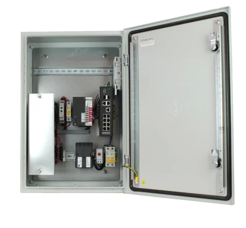 Уличный коммутатор OSNOVO OS-46TB1(SW-80822/ILR) Уличный управляемый (L2+) коммутатор на 12 портов с термостабилизацией и резервным питанием на базе уличной станции OSNOVO OS-46TB1. Порты: 2xGE (10/100/1000Base-T) с PoE