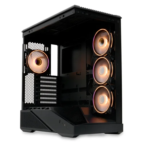 Корпус без блока питания/ Case HSPD F711, Panoramic Full Tower, Black, TG, 0.7 SPCC, 4x120mm ARGB ATX, mATX, mITX 190/ 420/ 280mm 2x2.5, 2x3.5, 7xPCI 1xUSB-A 3.0, 1xUSB-C 445x235x475mm (F711-TGBK- ARGB) фото 2
