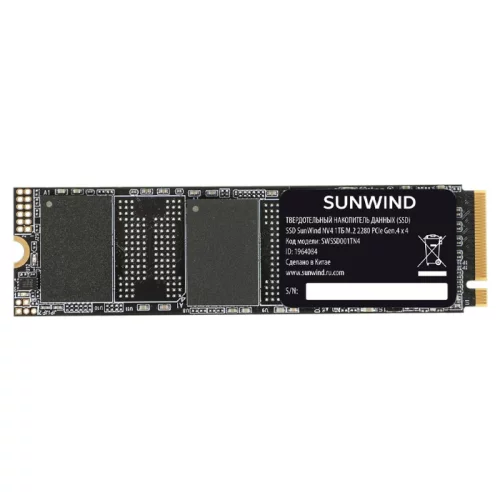 Накопитель SSD SunWind PCIe 4.0 x4 4TB SWSSD004TN4 NV4 M.2 2280