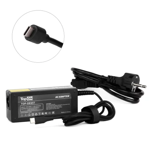 Блок питания TopON для Dell 20V 3.25A (Type-C) 65W (TOP-DE65T)