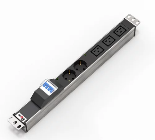 Блок розеток Rem-32 с авт., инд., 2 Sсhuko, 3 IEC 60320 C19, 32 А, алюм., 19