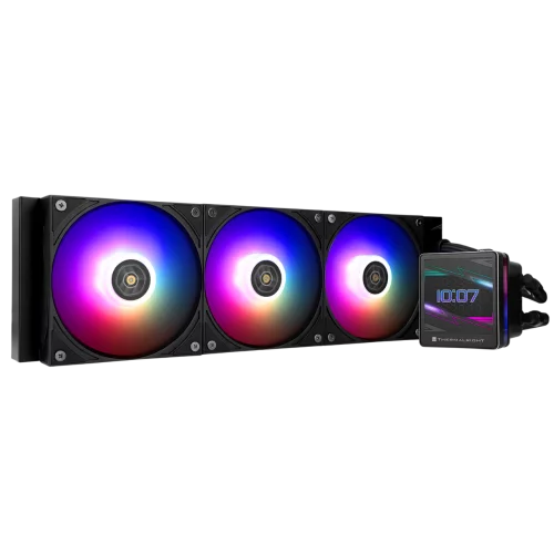 Водяное охлаждение для процессора/ Water Cooling System Thermalright Grand Vision 360 (360mm, LED, Black, ARGB/ Fans: 3x120mm, 80.45CFM, 29.4dBA, 2150RPM/ Pump height 72.5mm, 6400RPM, Rad thickness 27 (G-VISION-BL-360-ARGB)