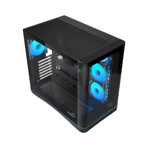 Корпус Компьютер без блока питания/ Case SAMA V62S Black, Midi-Tower, TG, 4x120mm ARGB, 2xUSB 3.0 + 1xUSB 3.2 Type-C, ATX, mATX, mITX Black (V62S-BKADA4X1-GL)