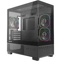 Powercase Корпус Vision Micro S4B, Tempered Glass, Type-C, 3x 120mm ARGB PWM Fan, ARGB+PWM HUB, чёрный, mATX (CVMMSHB-A3)