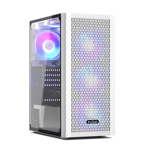 Корпус без блока питания/ Case PCCooler MA100 MESH WH, Midi-Tower, TG, Mesh, 3x120mm ARGB, 1xUSB-A 3.0 + 2xUSB-A 2.0, ATX, mATX, mITX White