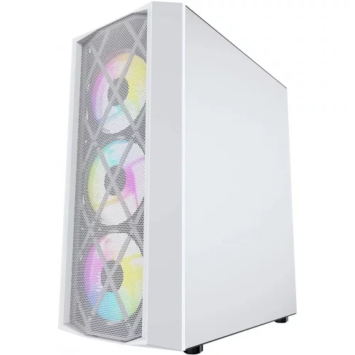 Powercase CMRMW-L4 Корпус Rhombus X4 White, Tempered Glass, Mesh, 4x 120mm 5-color LED fan, белый, ATX (CMRMW-L4) фото 2