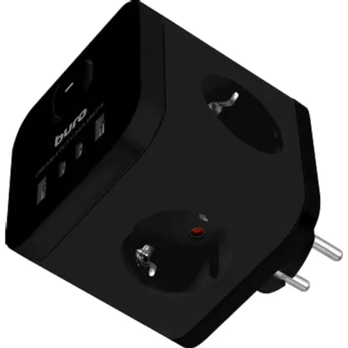 BURO BU-PW3UC-B (3 розетки) черный (коробка) {2090227} фото 3