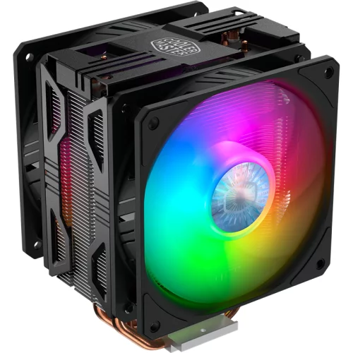 Кулер для процессора/ Cooler Master Hyper 212 LED Turbo ARGB (160W, 4-pin, 159mm, tower, Al/ Cu, ARGB, fans: 2x120mm/ 62CFM/ 27dBA/ 1800rpm, 2066/ 2011-v3/ 2011/ 1700/ 1366/ 1200/ 115x/ AM4/ AM3+/ AM3/ AM2+/ AM2/ FM2 (RR-212TK-18PA-R1)