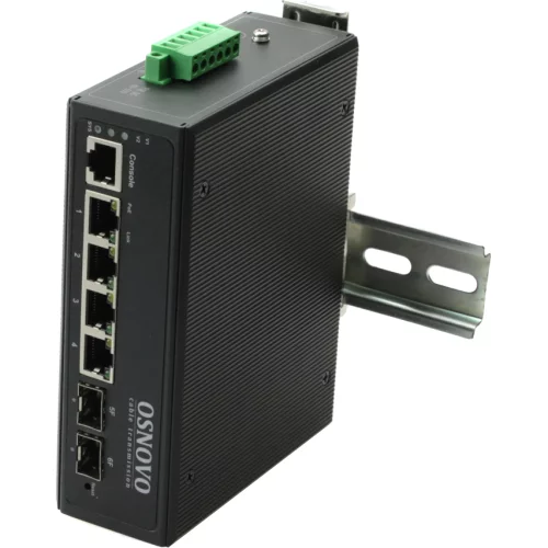 Промышленный PoE коммутатор Gigabit Ethernet OSNOVO SW-80402/IL Промышленный управляемый (L2+) PoE коммутатор Gigabit Ethernet на 6 портов. Порты: 4 x GE (10/100/1000Base-T) с PoE (до 30W) + 2 x GE SFP (1000Base-X). Уровень управления L2. Соотве