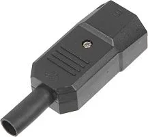 Вилка IEC 60320 C14, 10A, 250V, прямая, разборная, черная (LAN-IEC-320-C14)