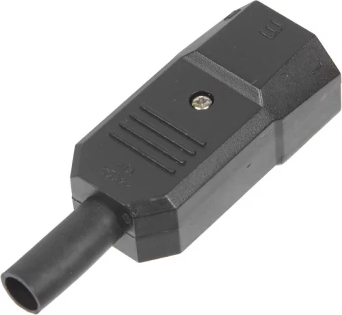 Вилка IEC 60320 C14, 10A, 250V, прямая, разборная, черная (LAN-IEC-320-C14)