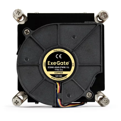 Кулер ExeGate ESNK-0049.PWM.1U.115x.Cu (радиальный (улитка), медный, 1U, LGA1150/ 1151/ 1155/ 1156/ 1200, TDP 115W, Fan 75mm, PWM, 2000-5000RPM, 2 ball bearing, 4pin, 46-54db (EX286162RUS ) фото 2