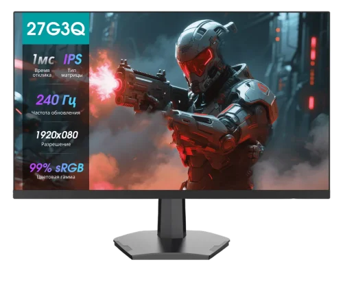 Монитор Hisense/ 27/ 1920x1080, IPS/ ELED, 16:9, 240Гц, время отклика 1мс, 320кд/ м2, 1000:1, DisplayPort, HDMI х2, черный 2026 (27G3Q)