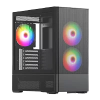 Корпус без блока питания/ Case HSPD M712, Mesh Mid Tower, Black, TG, 0.6 SPCC, 3x140mm ARGB, E-ATX, ATX, mATX, mITX, 175/ 410/ 160mm, 2x2.5", 2x3.5", 7xPCI, 2xUSB-A 3.0, 476x225x455mm (M712-TGBK-ARGB)