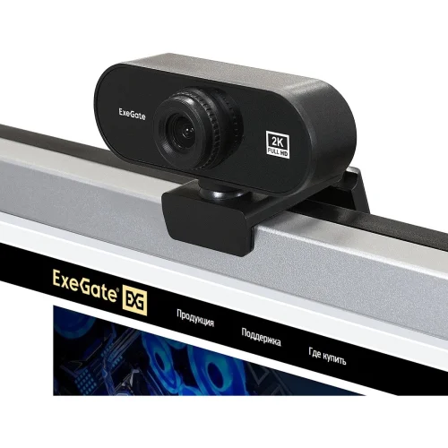 ExeGate Stream C940 2K (5Мп, 2560x1440, 30fps, H.264, ручной фокус, 4-линзовый объектив (стекло), микрофон с шумоподавлением, универсальное крепление, USB, кабель 1,5 м (EX299091RUS)