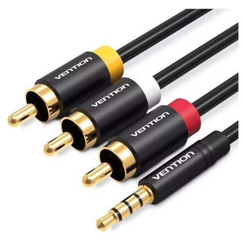Кабель Vention аудио Jack 3,5 mm M/3RCA M - 1.5м Чёрный (VAB-R07-B150)