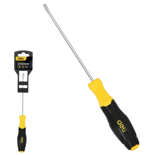 Шлицевая отвертка Deli DL6361251N 6х125мм сталь Cr-V, двухкомпонентная прорезиненная рукоять