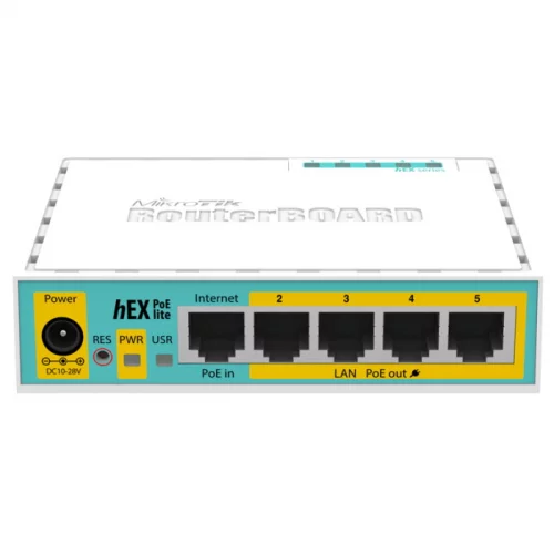 Маршрутизатор/ hEX PoE lite 5xEthernet with PoE output for four ports, USB, 650MHz CPU, 64MB RAM, RouterOS L4 (RB750UPR2) фото 2