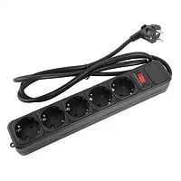 Perfeo сетевой фильтр "REAL POWER", 3,0м, 5 розеток, 16А, 3500 Вт, тройная защита, черный. (PF_E1501)