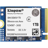 Твердотельный накопитель/ Kingston SSD NV3, 1000GB, M.2(22x30mm), NVMe, PCIe 4.0 x4, 3D TLC, R/ W 6000/ 4000MB/ s, TBW 320, DWPD 0.2 (60 мес) (SNV3SM3/1T0)