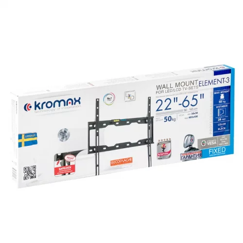 Кронштейн Kromax ELEMENT-3 настенный, фиксированный, для LED/LCD TV 22