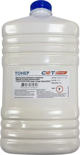 -/ Тонер (PK832, CPT) для XEROX SC2020, WorkCentre 7525/7535/7545 (Japan) Yellow, 500г/бут, (унив.) (OSP08323-Y-1-500)