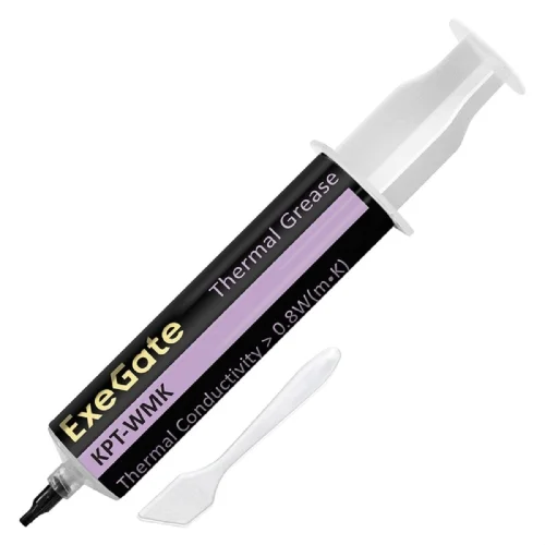Exegate EX293381RUS Термопаста ExeGate KPT-WMK (0,8 Вт/ (м•К), 50г, шприц с лопаткой)