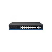Управляемый L2 PoE коммутатор Gigabit Ethernet на 16 RJ45 PoE + 2 x RJ45 + 2 GE SFP портов. Порты: 16 x GE (10/100/1000 Base-T) с поддержкой PoE (IEEE 802.3af/at), 2 x GE (10/100/1000 Base-T (NS-SW-16G4G-PL)