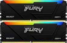 Память оперативная/ Kingston 32GB 3200MT/s DDR4 CL16 DIMM (Kit of 2) FURY Beast RGB (KF432C16BB2AK2/32)