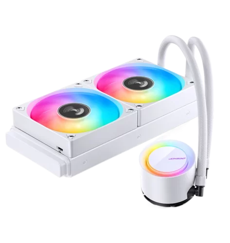 Система жидкостного охлаждения/ Water Cooling System JONSBO TG-240 White (260W, 240mm, White, ARGB/ Fans: 2x120mm, 66.19CFM, 35.4dBA, 1800RPM/ Pump height 72mm, 30dBA, 2400RPM, Rad thickness 27mm/ S:
