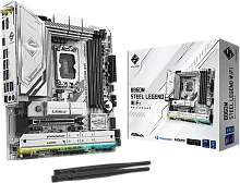 Материнская плата ASROCK B860M STEEL LEGEND WIFI, LGA1851, B860, 4*DDR5, 4*SATA, 4*M.2, 4*USB 3.2, 2*USB 2.0, Type-C, 2*PCIx16, 1*M.2 (Key E), HDMI+DP, mATX