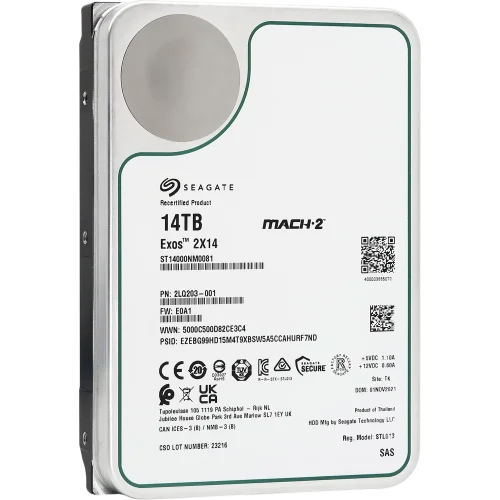 Жесткий диск/ HDD Seagate SAS 14Tb Exos X16 7200 256Mb OFFICIAL RECERTIFIED 1 year warranty (ST14000NM0001)