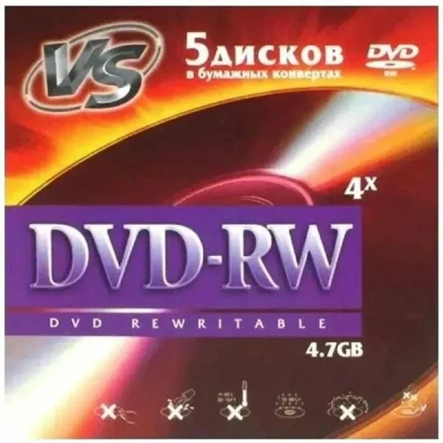 VS DVD-RW 4,7 GB 4x конверт/ 5 (VSDVDRWK501)