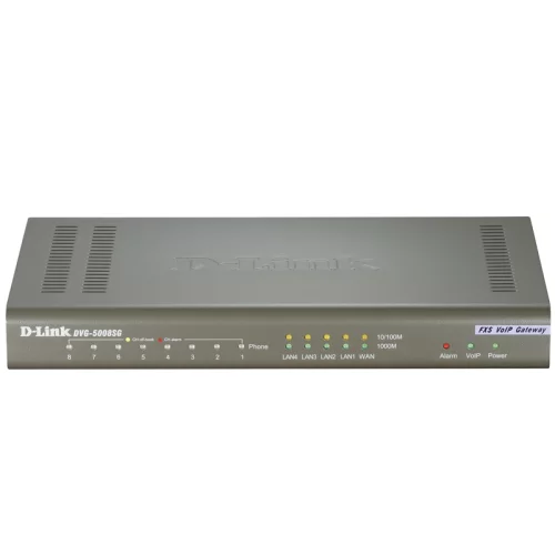 Шлюз VoIP/ 8-ports FXS RJ-11, 1-port 10/100/1000BASE-TX Gigabit Ethernet WAN, 4-ports 10/100/1000BASE-TXGigabit Ethernet port LAN SIP VoIP Gateway (DVG-5008SG/A1A)