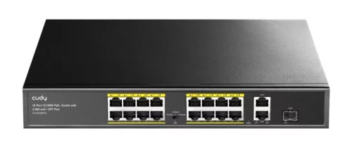 Коммутатор/ 16-Port 10/100M PSE RJ-45 +2 Gigabit RJ- 45 +1SFP Port with 16 POE Ports Switch with Built-in power supply, support 16-port IEEE 802.3at PoE+ Injector,Rack-mountable Steel case, 200W Internal (FS1018PS1)