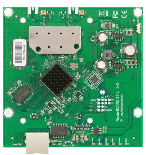 MikroTik 911 Lite5 dual with 600MHz Atheros CPU, 64MB RAM, 1x LAN, built-in 5Ghz 802.11a/ n 2x2 two chain wireless, 2xMMCX connectors, RouterOS L3 (RB911-5HND)