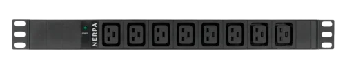 Блок розеток «Nerpa PU» IRON Basic, 1U, single phase, input IEC60309/ 32A/ 2P+E/ Blue/ IP44 , output 8 x IEC 320 C19, Black (NH7303I)