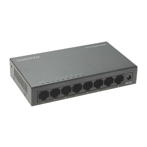 Неуправляемый коммутатор OSNOVO SW-8G Неуправляемый коммутатор Gigabit Ethernet на 8 портов. Порты: 8 x GE (10/100/1000Base-T). Auto MDI/MDIX Встроенная грозозащита 2кВ. В комплекте БП DC12V(1A). Размеры (ШхВхГ): 138 x 25 x 7