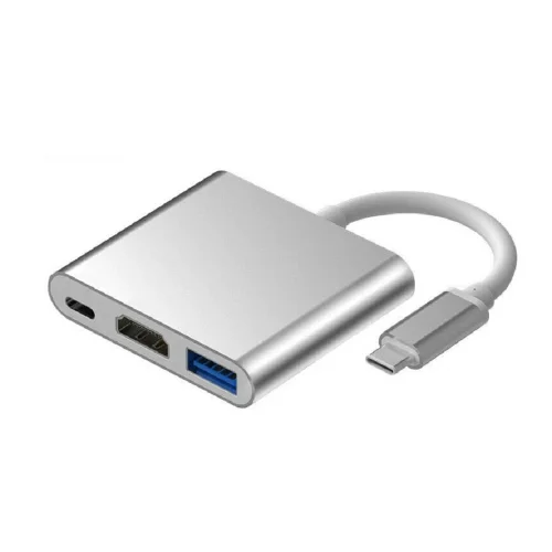 ORIENT Кабель-адаптер C028, USB3.1 Type-C (DisplayPort Alt mode) -] HDMI+USB 3.0+PD(Type-C), 4K@30Hz, 0.15 метра, серебристый (31062) (C028#NTL)