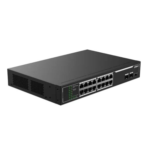 Коммутатор Dahua 18-port Gigabit RJ45 16-port PoE Switch, 135W, Metal case (DH-SG1018LP-2F)