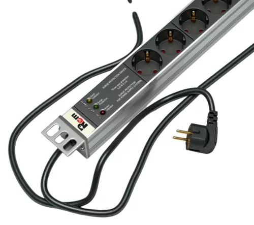 Блок розеток Rem-16 с фил. и инд., 7 Schuko, 16 A, алюм., 19