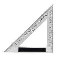 Треугольная линейка стальная Deli DL303200 200мм, нержавеющая сталь + алюминиевое основание