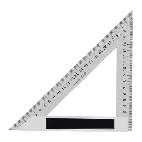 Треугольная линейка стальная Deli DL303200 200мм, нержавеющая сталь + алюминиевое основание