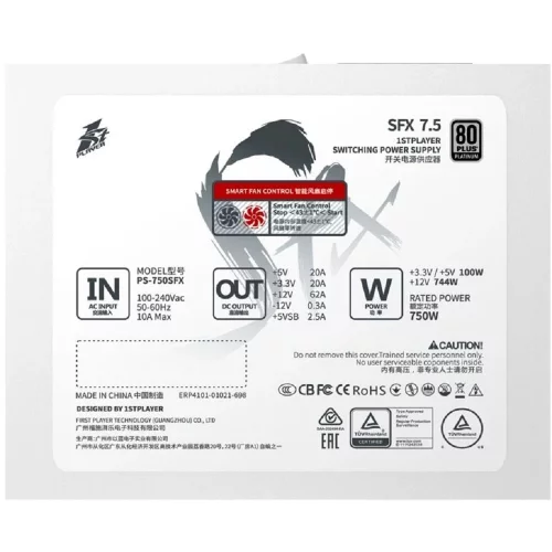 1STPLAYER SFX 750W PLATINUM White / SFX, APFC, 80 PLUS Platinum, LLC+DC-DC, 80mm fan, full modular / PS-750SFX-WH фото 3