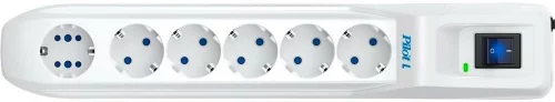 Сетевой фильтр Pilot L GP 6 розеток (5 евро + 1GP) 5 м/ Surge protector Pilot L GP 6 sockets (5 Euro + 1GP) 5 m white (PILOT L-6 GP 5M)