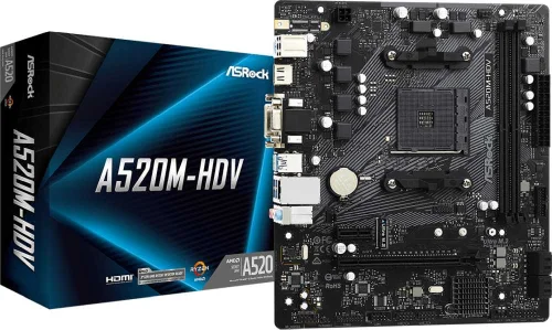 Материнская плата ASROCK A520M-HDV, AM4, A520, 2*DDR4, 4*SATA, 1*M.2, 4*USB 3.2, 2*USB 2.0, 1*PCIx16, 1*PCIx1, D-Sub+DVI-D+HDMI, mATX фото 4