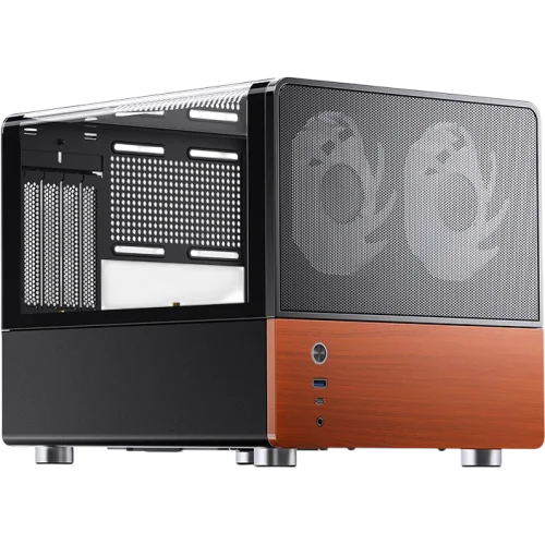 Корпус без блока питания/ Case JONSBO V12, Mini-Tower, TG, 2x120mm, 1xUSB-A 3.0 + 1xUSB-C 3.2, mATX, mITX Black (V12 BLACK)